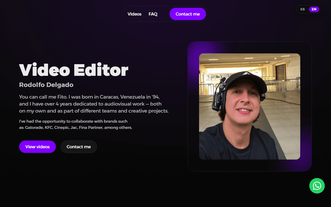 Fitoframe video editing portfolio website